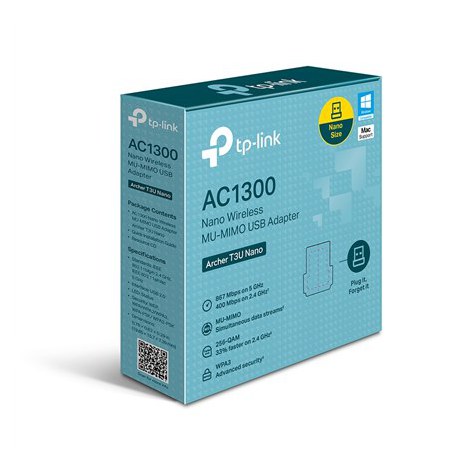 TP-LINK | AC1300 Nano Wireless MU-MIMO USB Adapter | Archer T3U Nano | Wireless - 6